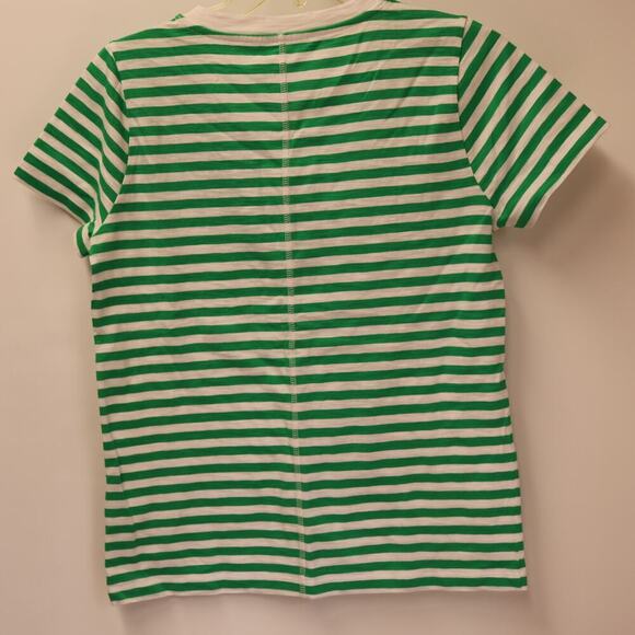 J. Crew AT466 Style Breton Girlfriend rewneck Tee Size Small Green White - Picture 6 of 9